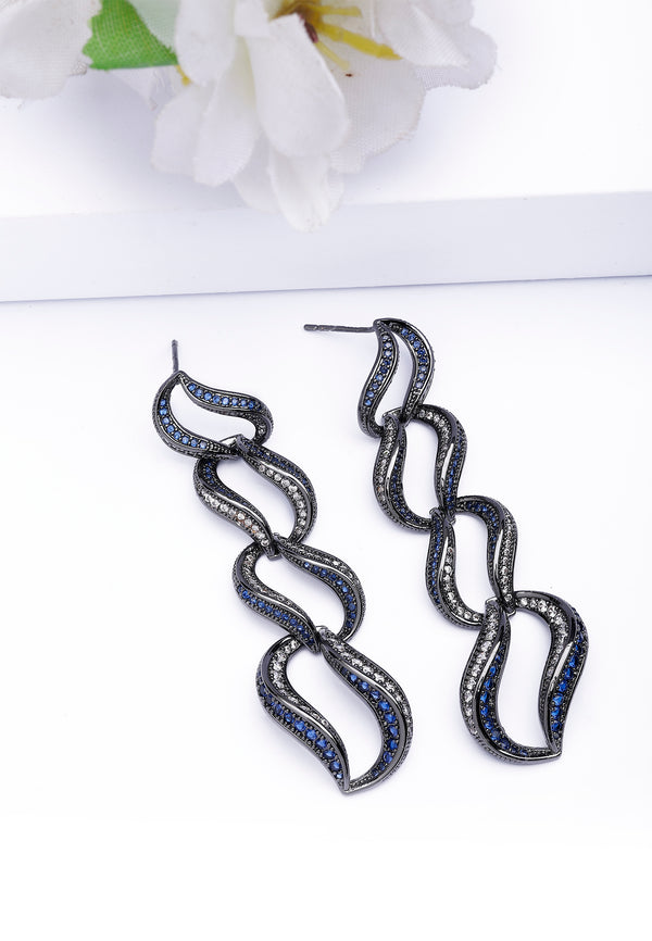 Orecchini a Loop Curvi Blu Scuro