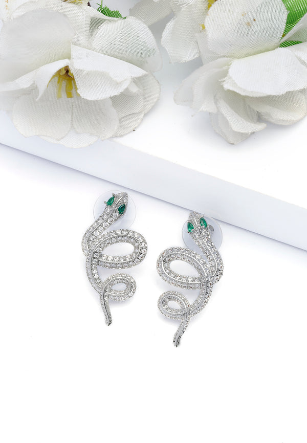 Orecchini a forma di serpente color argento