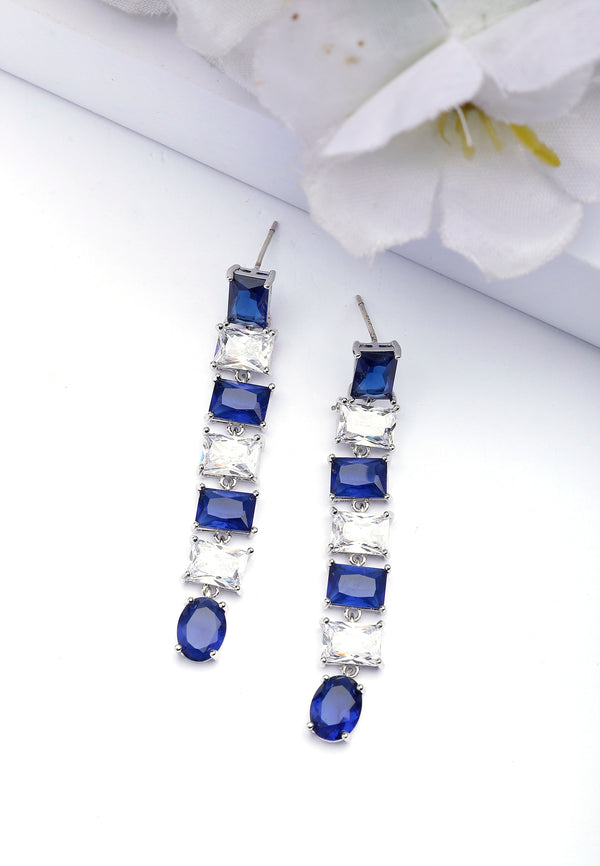 Boucles d'oreilles en forme de carré bleu