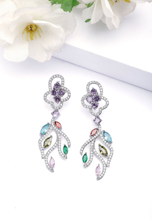 Boucles d'oreilles pendantes florales modernes multicolores