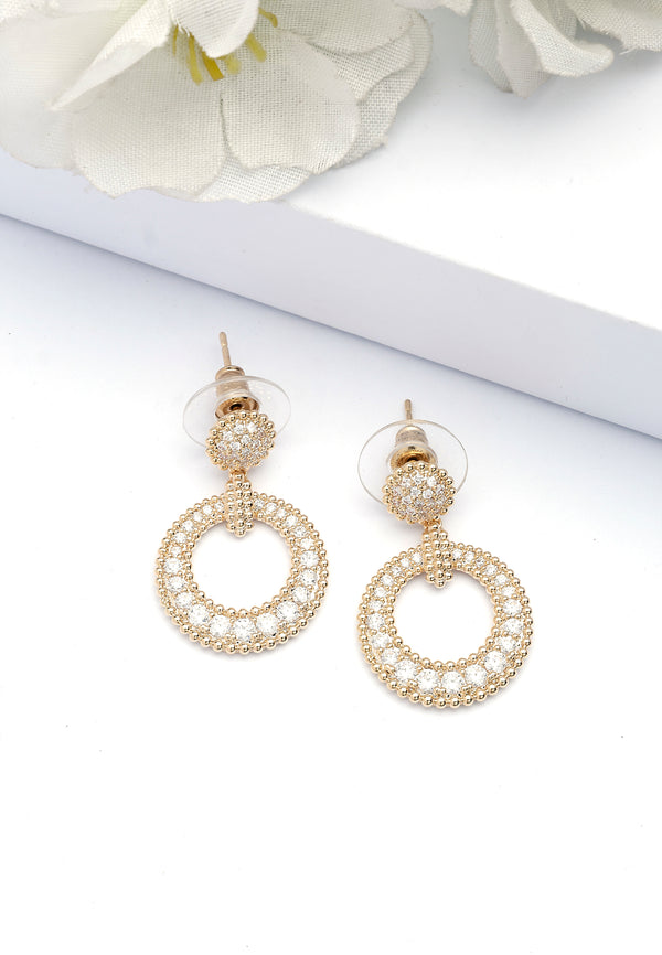 Gold-Colored Circular Drop Earrings